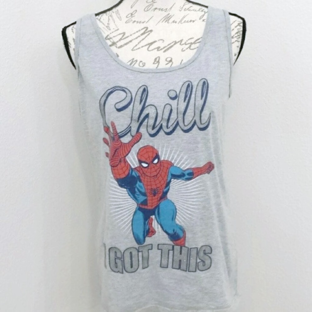 Spider Man Glitter Tank Top Jr. Size XL